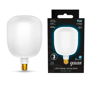 Gauss Лампа Filament V140 9W 890lm 4100К Е27 milky LED 1015802209