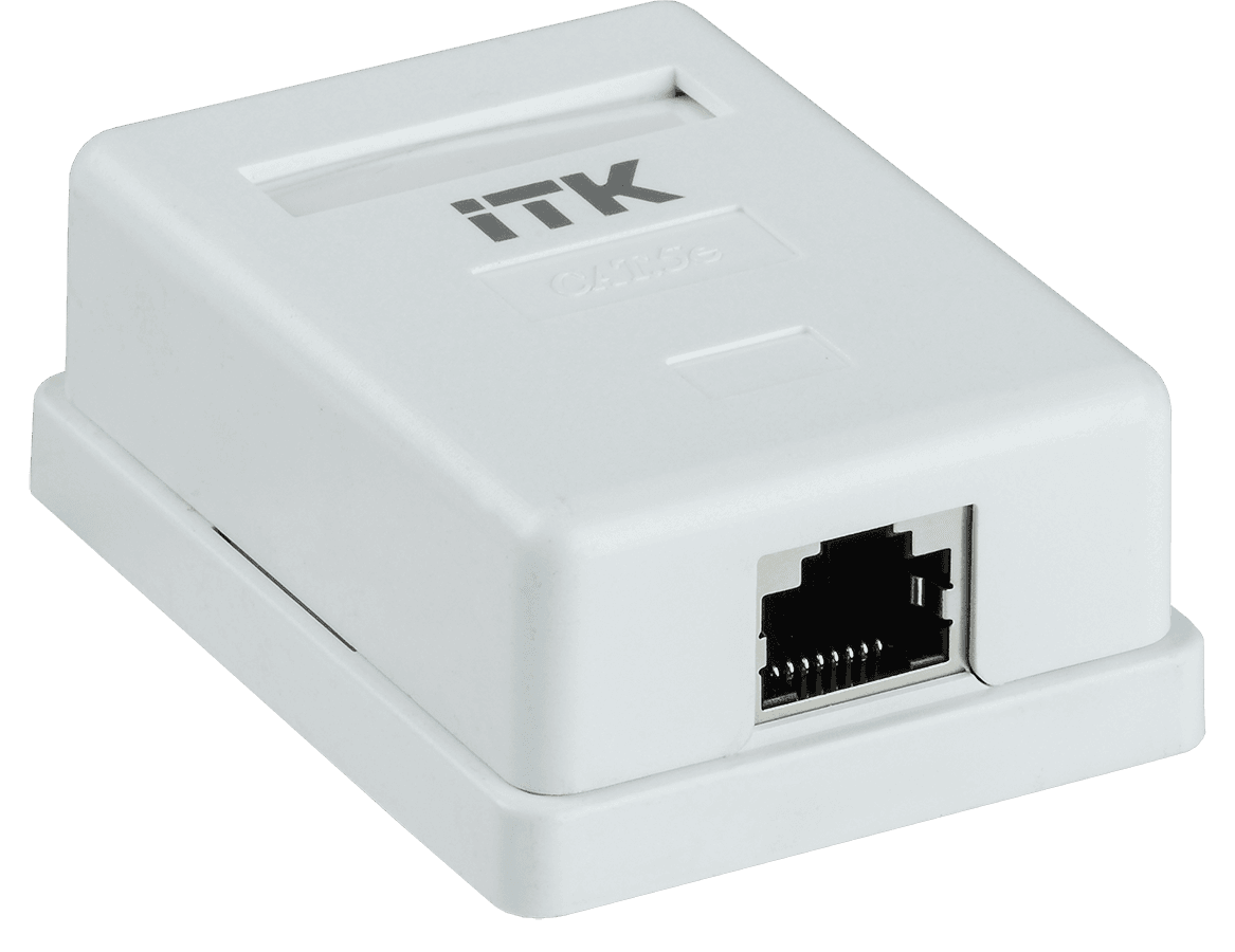 IEK GENERICA Розетка инф. настенная RJ45 кат. 5Е FTP 1 порт CS2-1C5EF-12-G — миниатюра 2