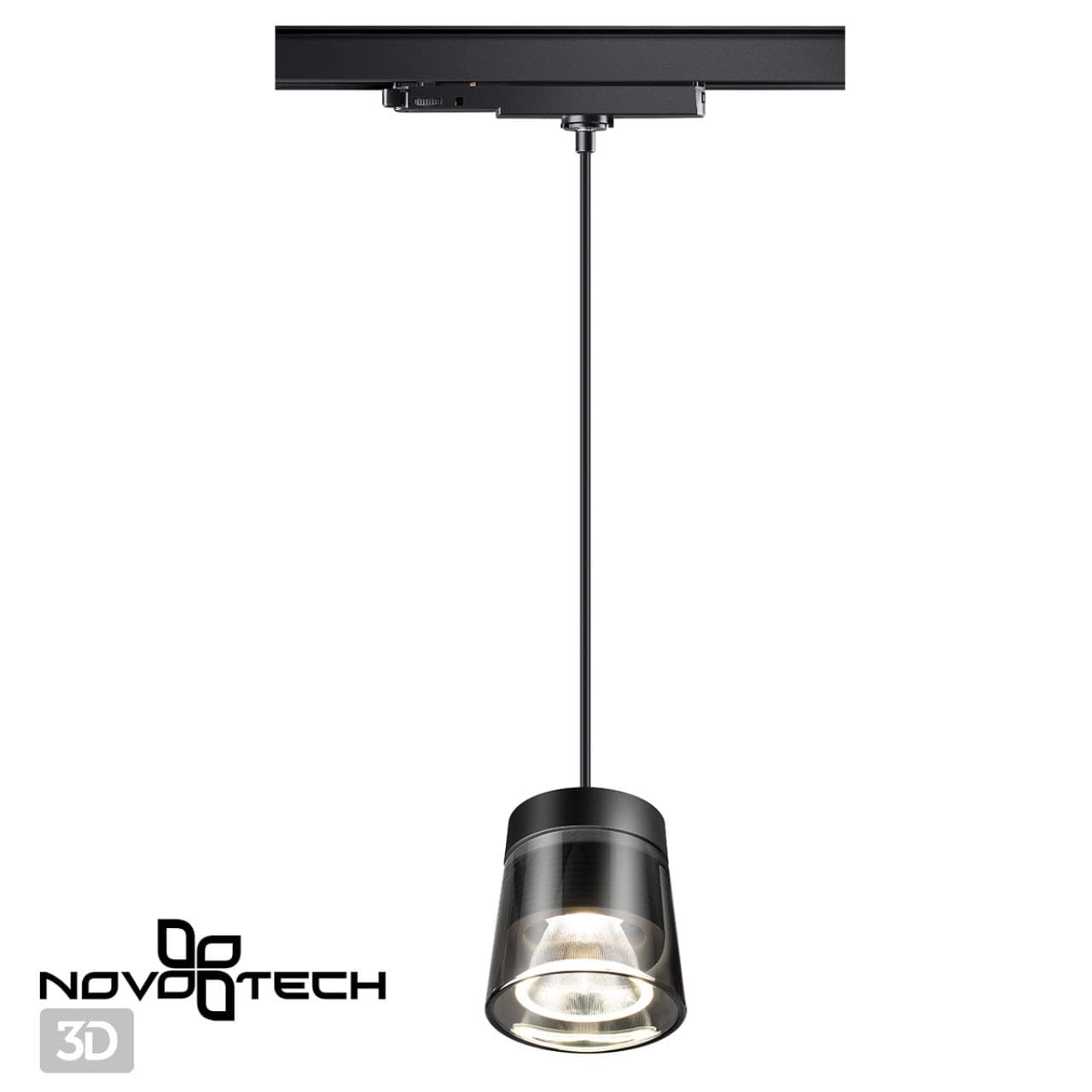 Novotech 358646 PORT NT21 000 корпус черный/плафон дымчатый Трехфазный трековый светодиодный светильник, длина провода 1м IP20 LED 4000K 20W 175-245V