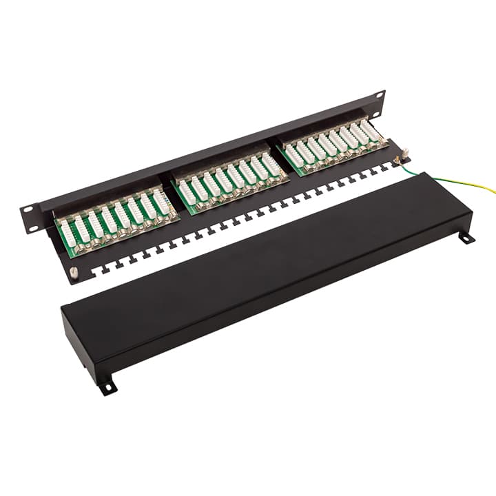 EKF Патч-панель TERACOM CS 19'' Cat.6 1U полный экран STP 24 порта RJ-45 Dual IDC с органайзером — миниатюра 9