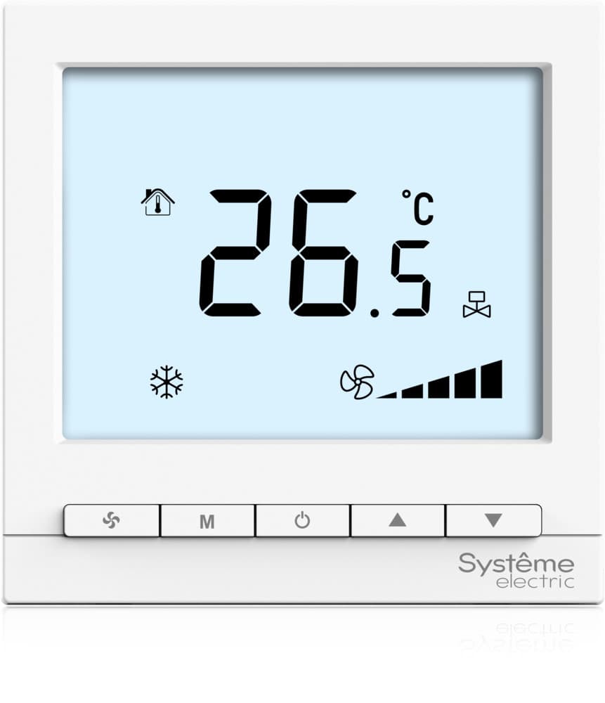 Systeme Electric Термостат комнатный цифровой, для 2тр 3ск FCU и 2-поз.клап. 4DO бел ~220В BS