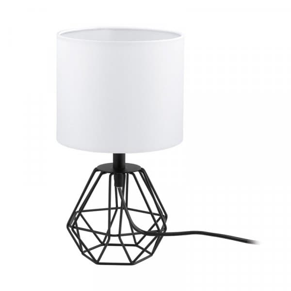 Eglo Лампа настольная CARLTON 2, 1х60W(E14), Ø165, H305, сталь, черный/текстиль, белый 95789 — миниатюра 1