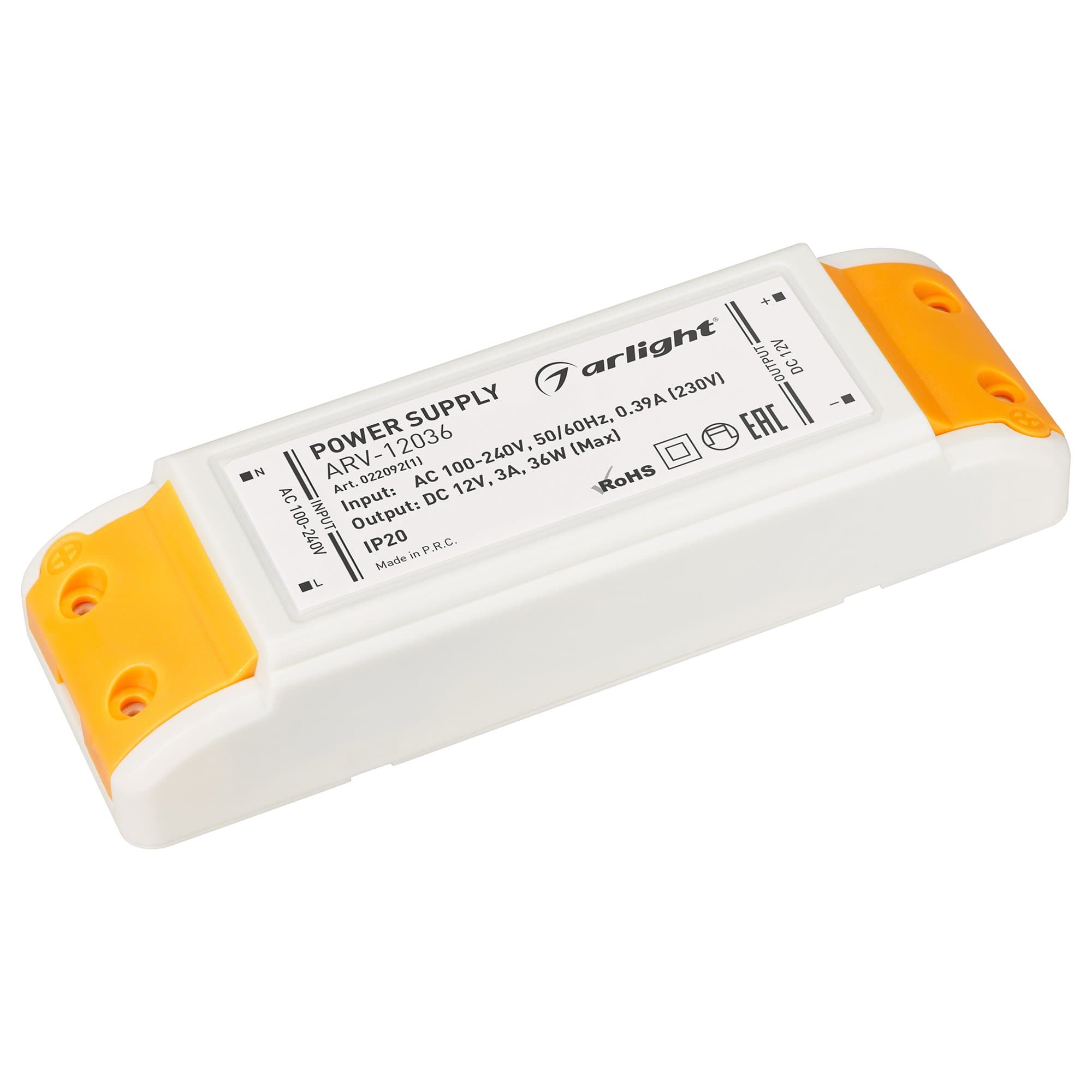 Arlight Блок питания ARV-12036 (12V, 3A, 36W) (IP20 Пластик, 2 года) 022092(1)