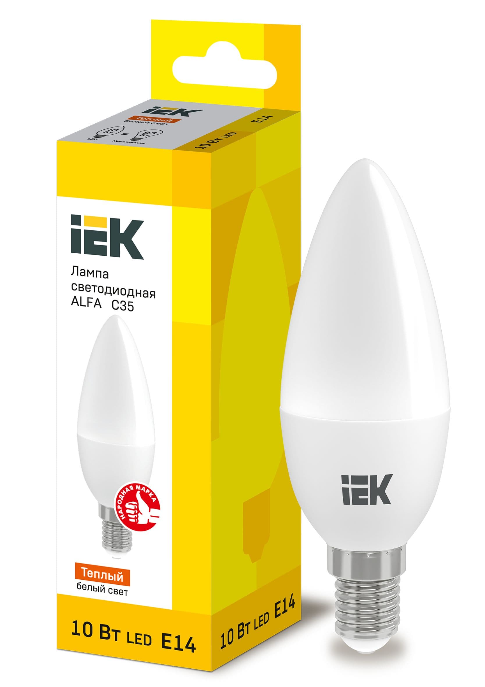 IEK Лампа LED ALFA C35 свеча 10Вт 230В 3000К E14