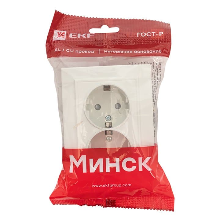 EKF Basic Минск Белый Розетка 2-ая, с/з,со шторками, 16А, СП — миниатюра 8