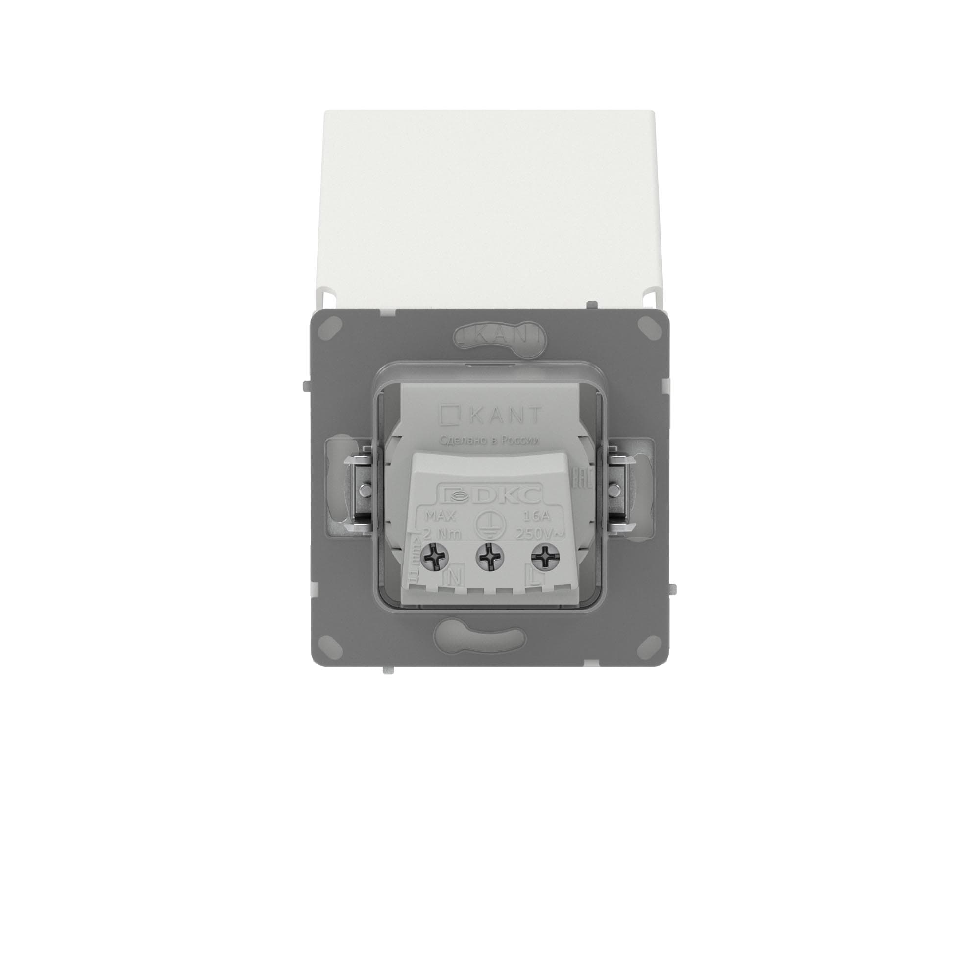DKC KANT Розетка силовая, 2P+E, с з/ш, с крышкой, IP44, белый песок — миниатюра 3
