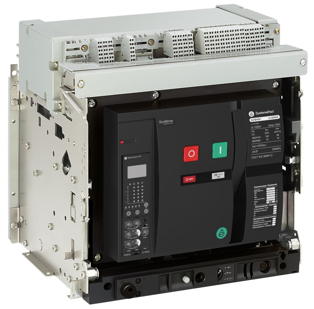 Systeme Electric Автоматический выключатель ACB2 1000A 100KA 3P вык, ГП 6.0E, 8NO+8NC MCH+XF+MX AC230V