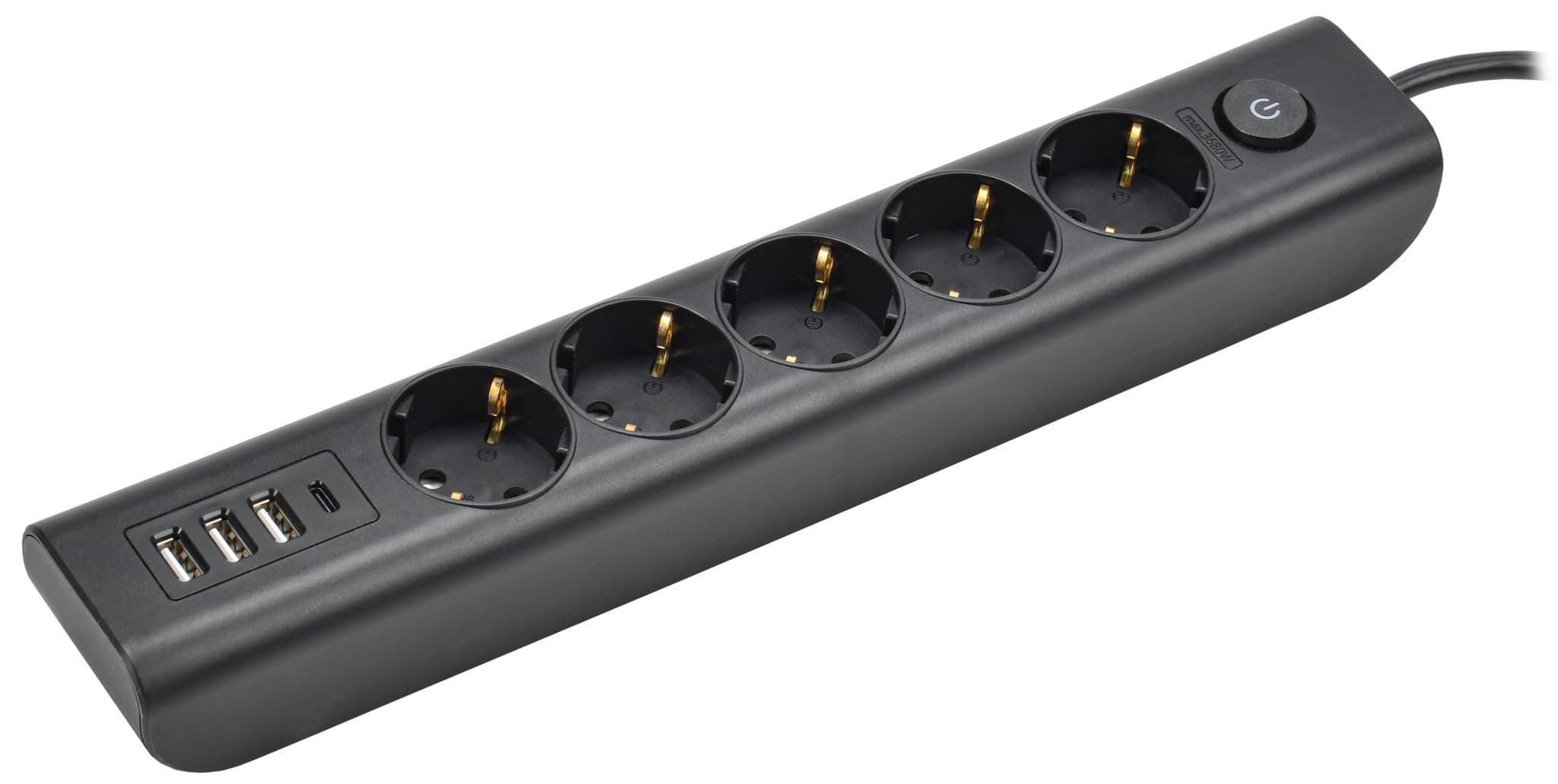 IEK MODERN Удлинитель У05В с/з 2м 3х1мм2 16А/250В USBх4 чер.