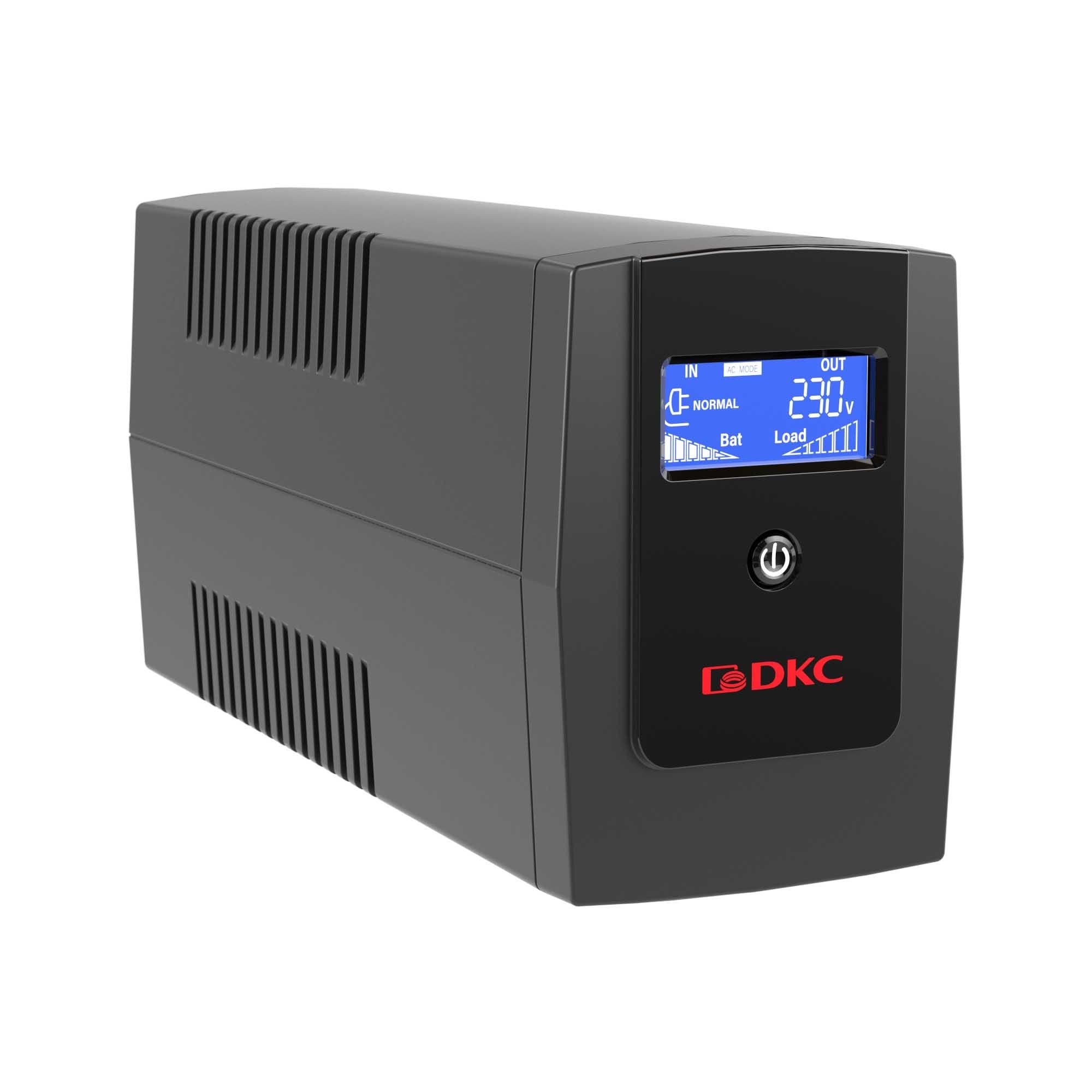 DKC Линейно-интерактивный ИБП ДКС серии Info LCD, 800 ВА/480 Вт, 1/1, 3xIEC C13, USB + RJ45, LCD, 1x8Aч — миниатюра 2
