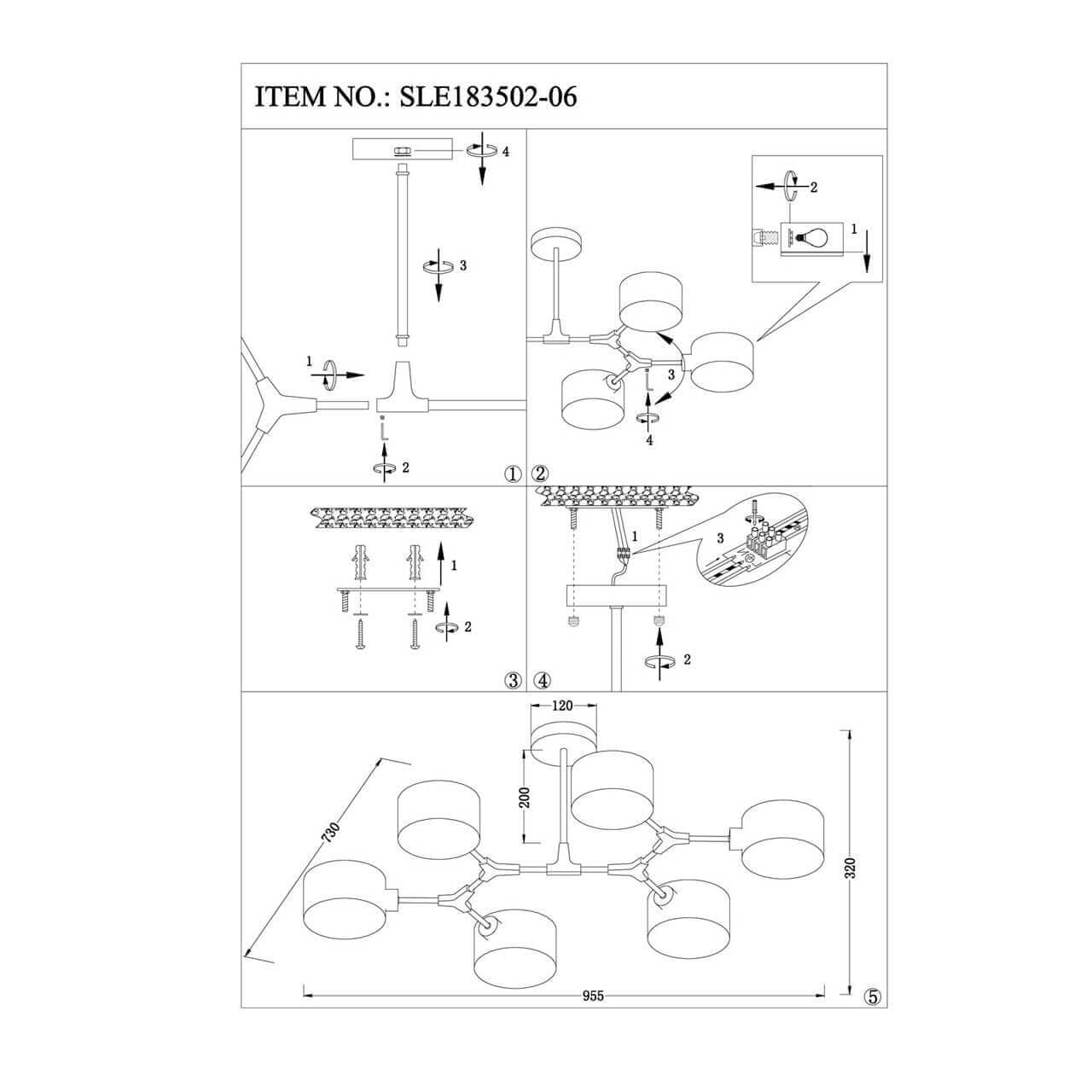 Evoluce SLE183502-06 Светильник потолочный Белый/Белый E14 6*60W — миниатюра 2