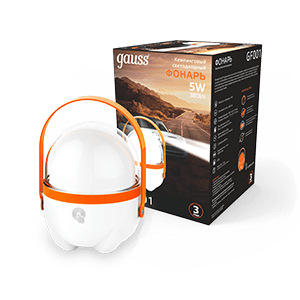 Фонарь кемпинговый Gauss модель GFL001 5W 380lm Li-ion 3600mAh диммируемый оранжевый LED 1/20/40 GF001 — миниатюра 1