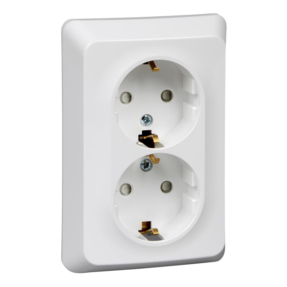 Systeme Electric Этюд Бел Розетка 2-ая с/з со шторками 16А 250B