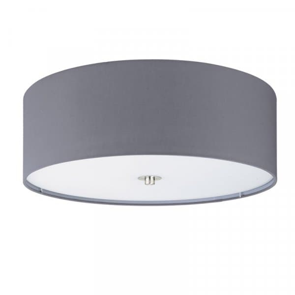 Eglo 94921 Светильник потолочный PASTERI, 3х60W (E27), Ø475, H195, никель матовый/текстиль, серый