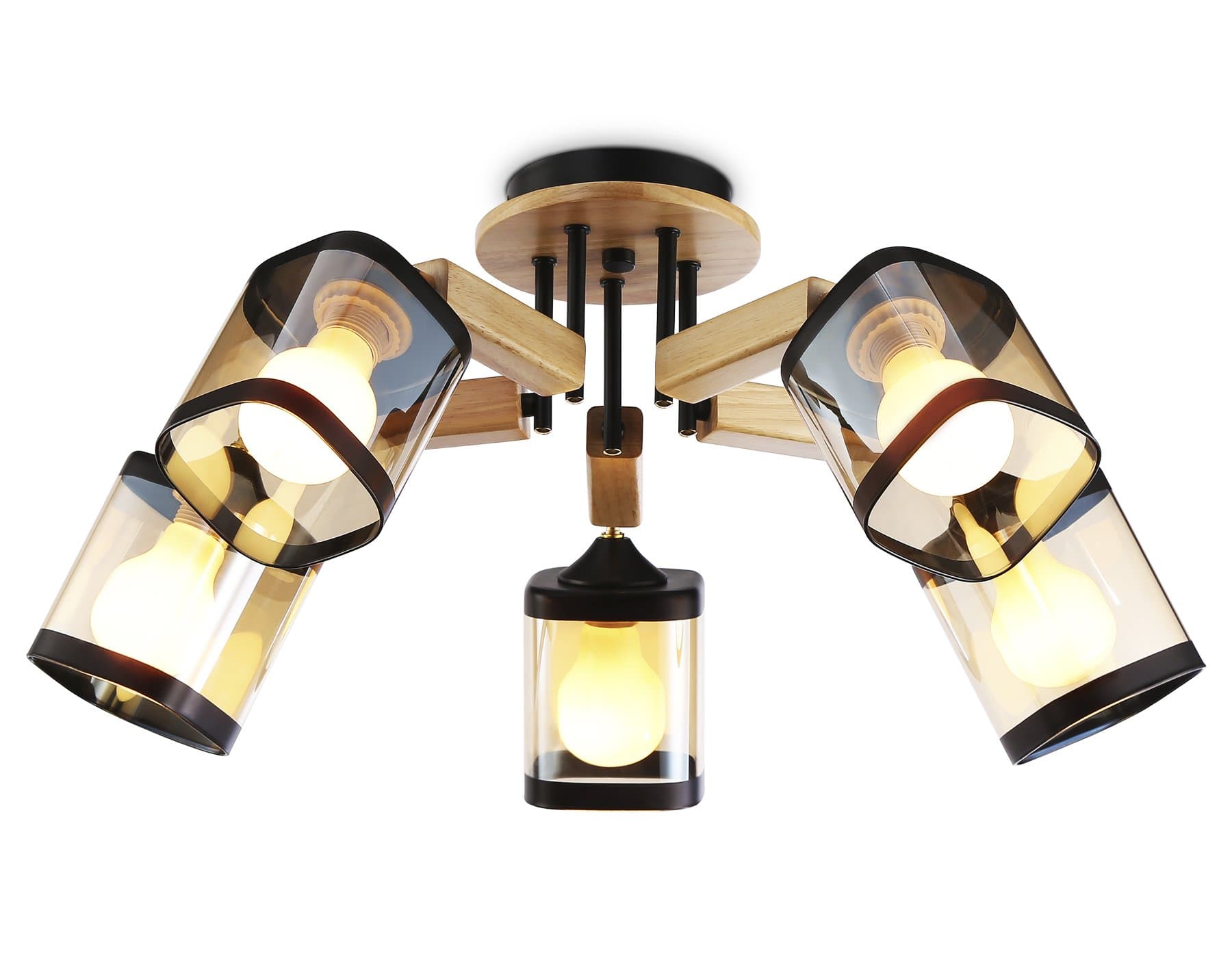 Ambrella Подвесная люстра TR9529/5 BK/GD/TI черный/золото/янтарь E27*5 max 40W D670*260