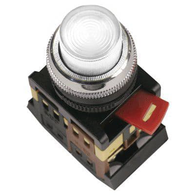 IEK Кнопка ABLFP-22 белый d22мм неон/240В 1з+1р — миниатюра 2