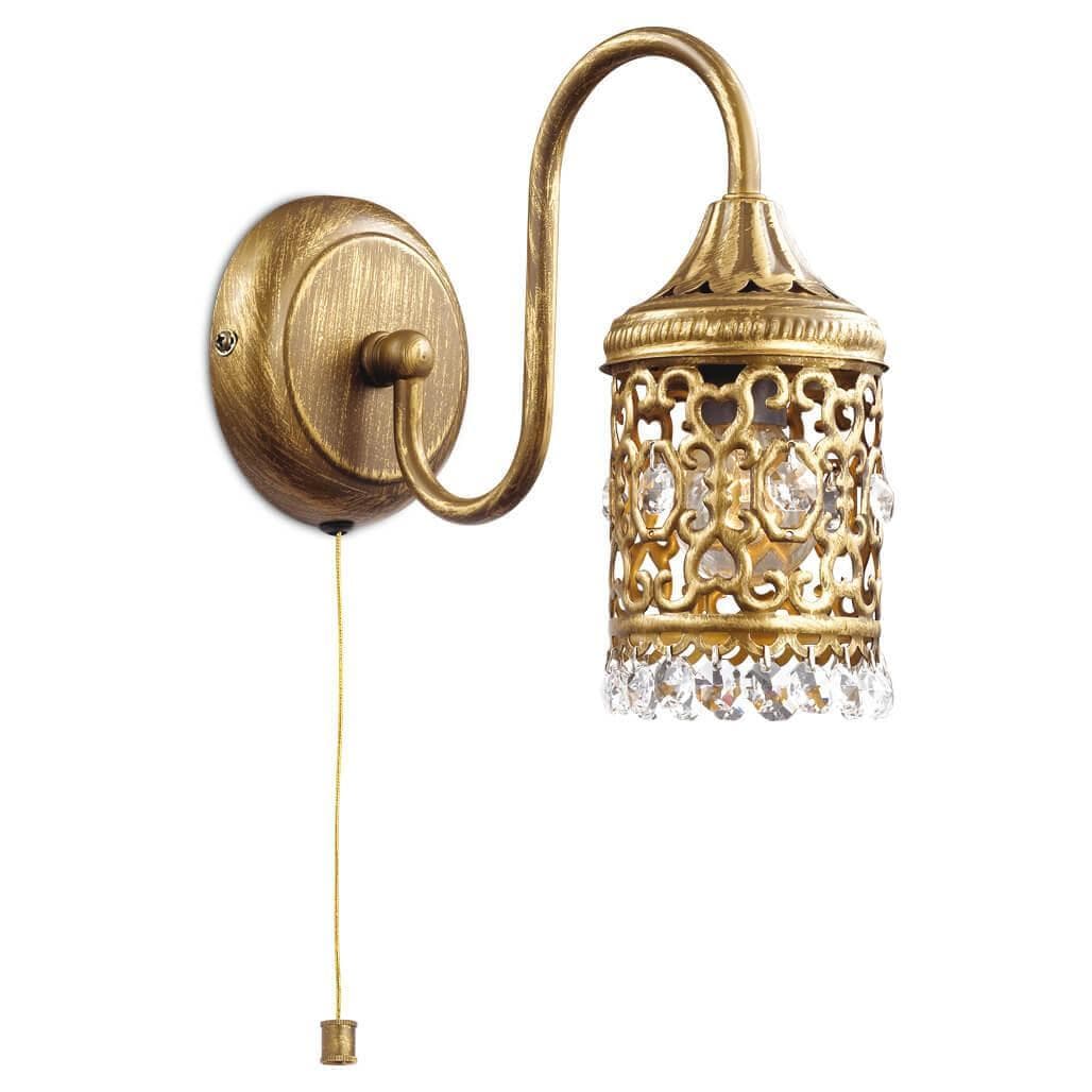 Odeon Light 2641/1W ODL14 241 "под бронзу"/хрусталь Бра с выкл  E14 40W 220V Salona — миниатюра 1