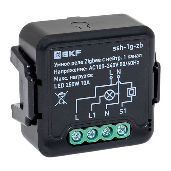 EKF Умное реле в подрозетник 1-канальное с нейтралью Zigbee Connect Select — миниатюра 1