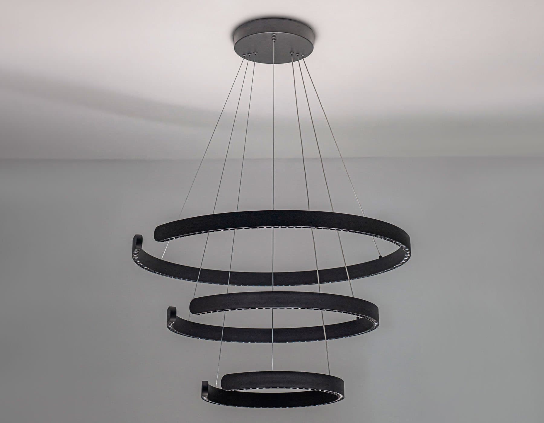 Ambrella Светильник подвесной светодиодный FL5888/3 BK черный 90W 3000K/4200K/6400K D800/600/400*1200 (без ПДУ) — миниатюра 3