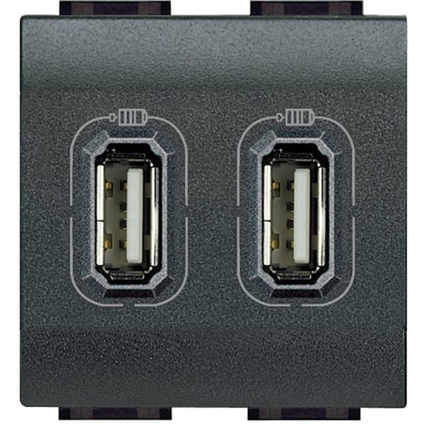 BT LL Разъем д/зарядки 2хUSB антрацит L4285C2 — миниатюра 3
