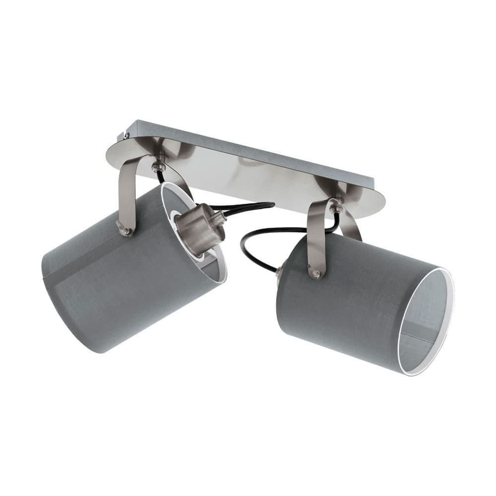 Eglo 98139 Спот VILLABATE, 2x10W(E27-LED), сталь, никель/текстиль, серый