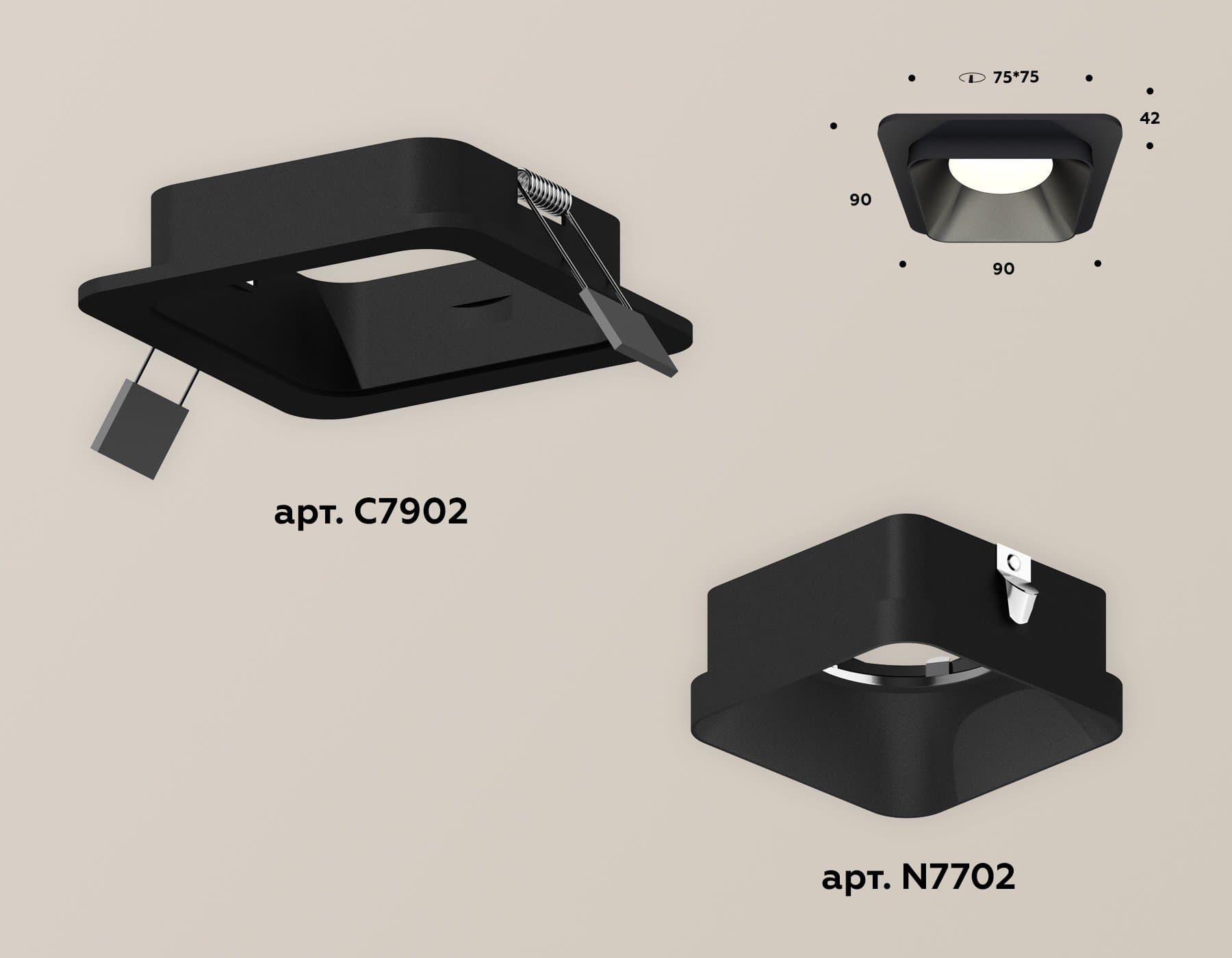 Ambrella Комплект встраиваемого светильника XC7902002 SBK черный песок MR16 GU5.3 (C7902, N7702) — миниатюра 2