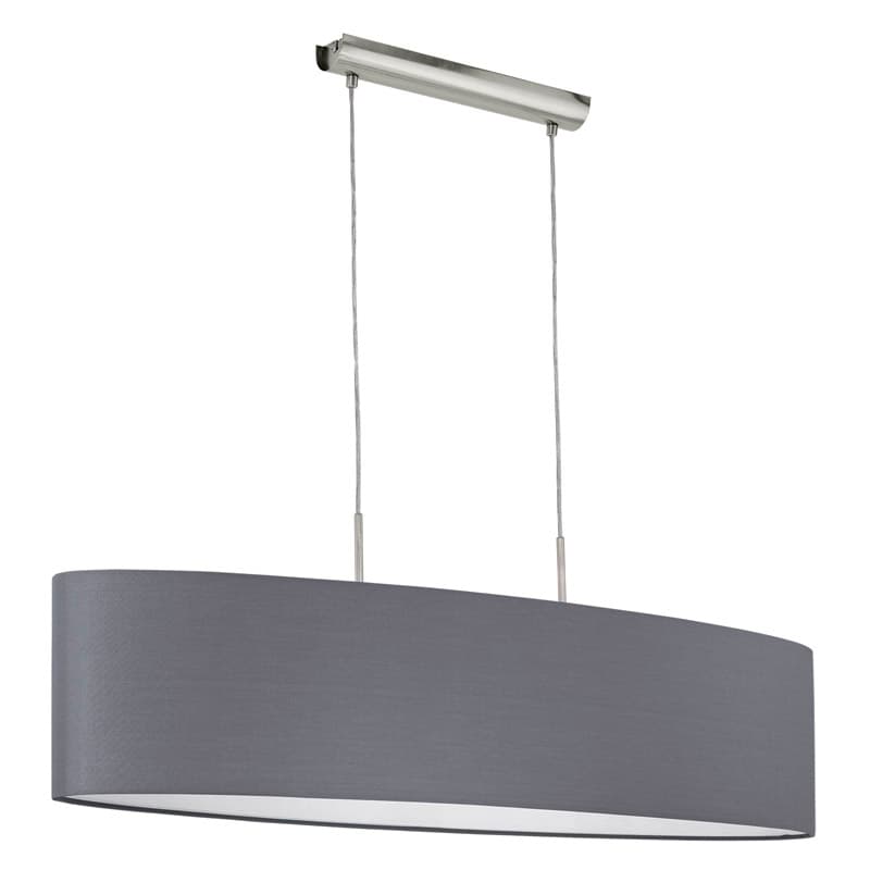 Eglo Подвес PASTERI, 2х60W (E27), 1000х280, никель матовый/текстиль, серый 31586