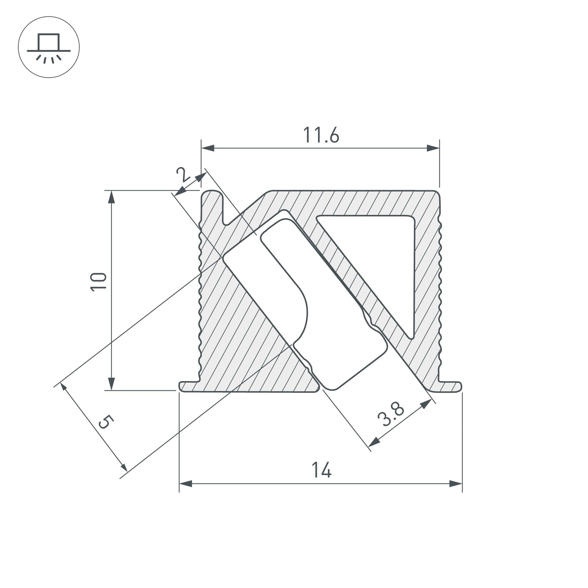 Arlight Профиль SL-BEVEL-H10-F14-2000 ANOD СHAMPAGNE (Алюминий) 038200 — миниатюра 4