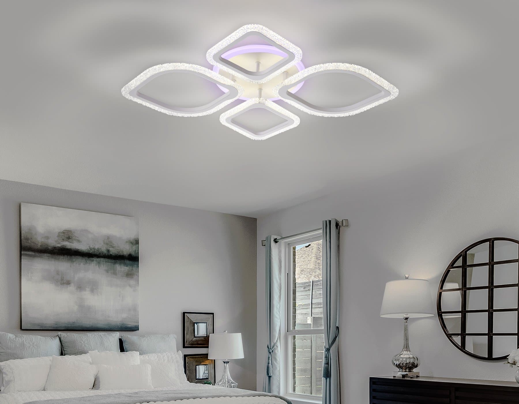 Ambrella Потолочный светодиодный светильник с пультом FA5147 WH белый 77W 680*630*90 (ПДУ РАДИО 2.4) — миниатюра 2