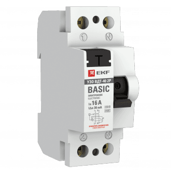 EKF Basic ВДT-40  УЗО 2P 16А/10мА (AC) электронное