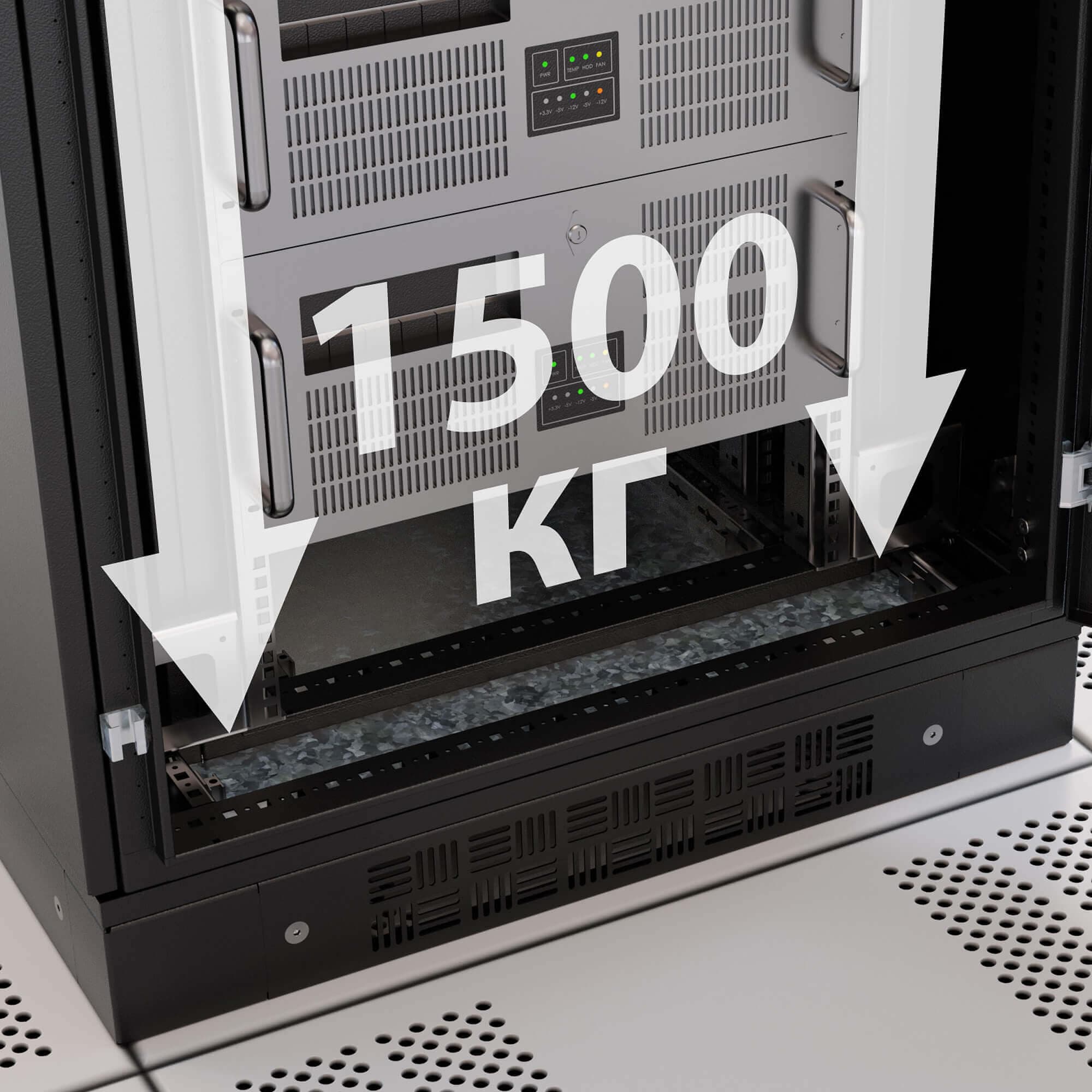 DKC Напольный 19" IT-корпус ДКС серии CQE 42U 800х2000х800, двери стекло+сплошная, панели для крыши, кабельный ввод, RAL9005 — миниатюра 2