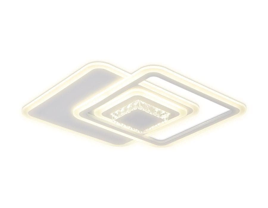 Ambrella Потолочный светодиодный светильник с хрусталем FA261 WH белый 112W 540*540*80 (ПДУ РАДИО 2.4)