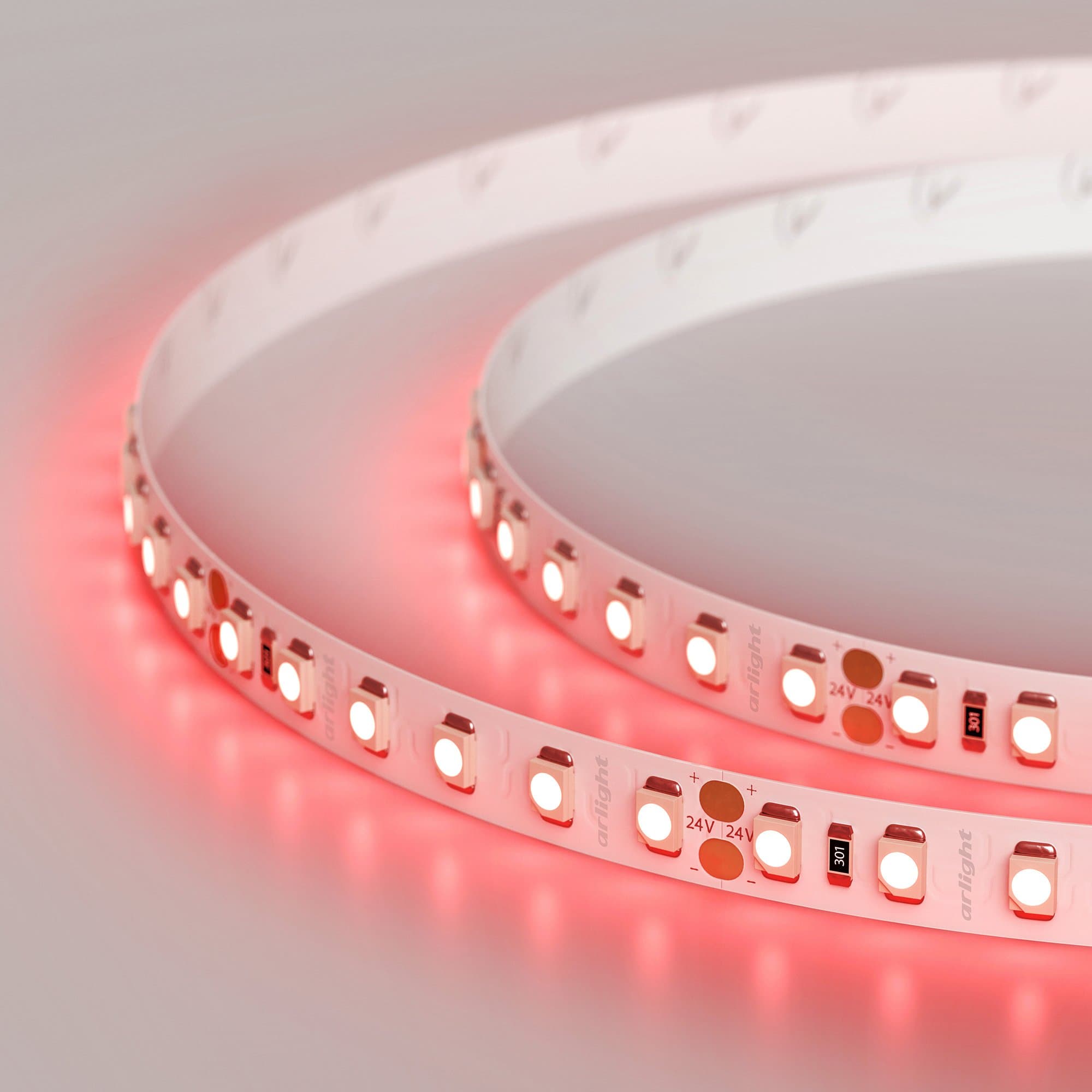 Arlight Светодиодная лента RT 2-5000 24V Red 2х (3528, 600 LED, LUX) (9.6 Вт/м, IP20) 008781(B) — миниатюра 2