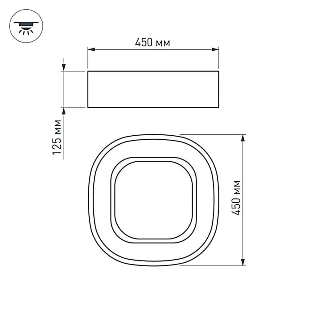 Arlight Светильник SP-TOR-QUADRAT-S450x450-35W Warm3000 (WH, 120 deg) (IP20 Металл, 3 года) 022139(1) — миниатюра 2