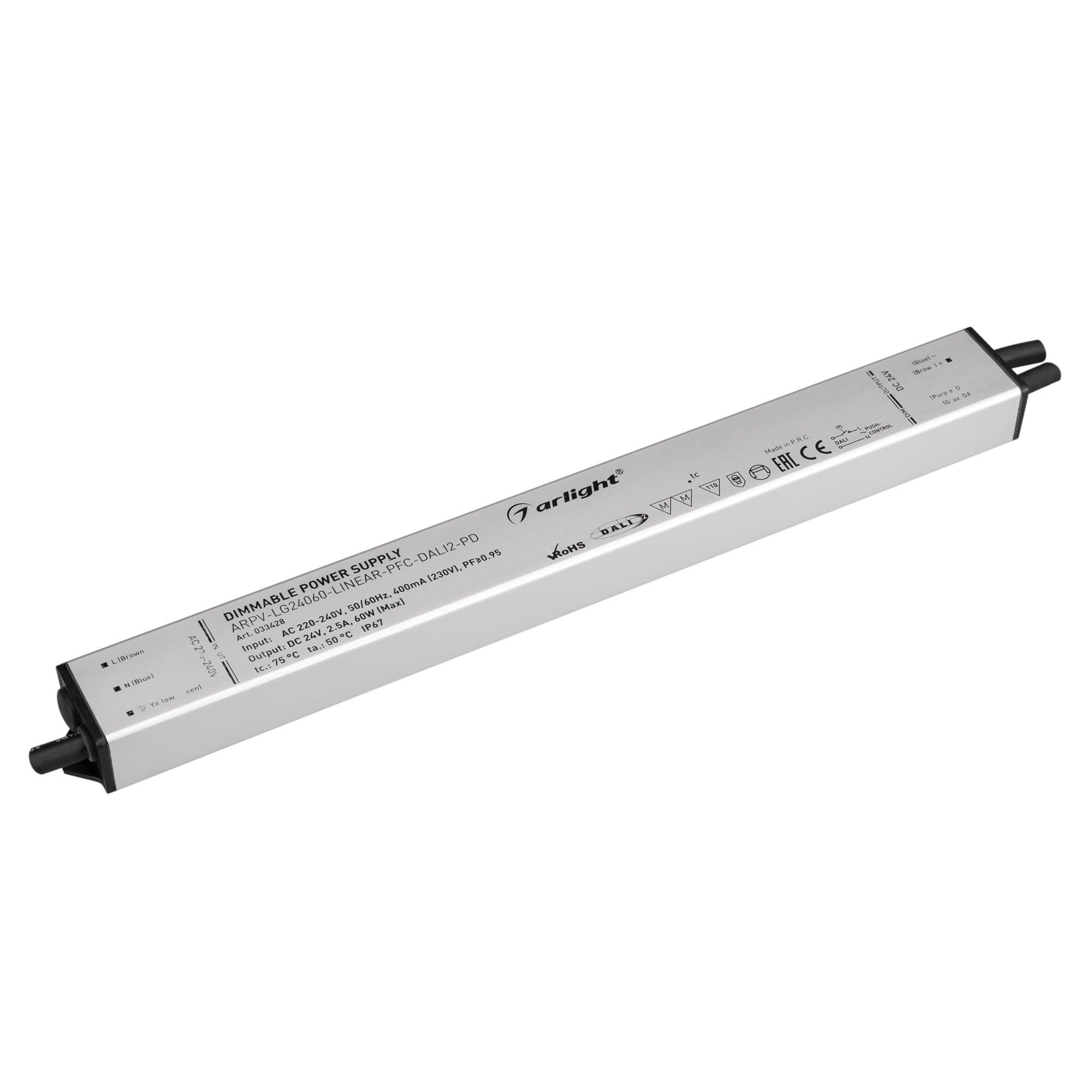Arlight Блок питания ARPV-LG24060-LINEAR-PFC-DALI2-PD (24V, 2.5A, 60W) (IP67 Металл, 5 лет) 033428 — миниатюра 1