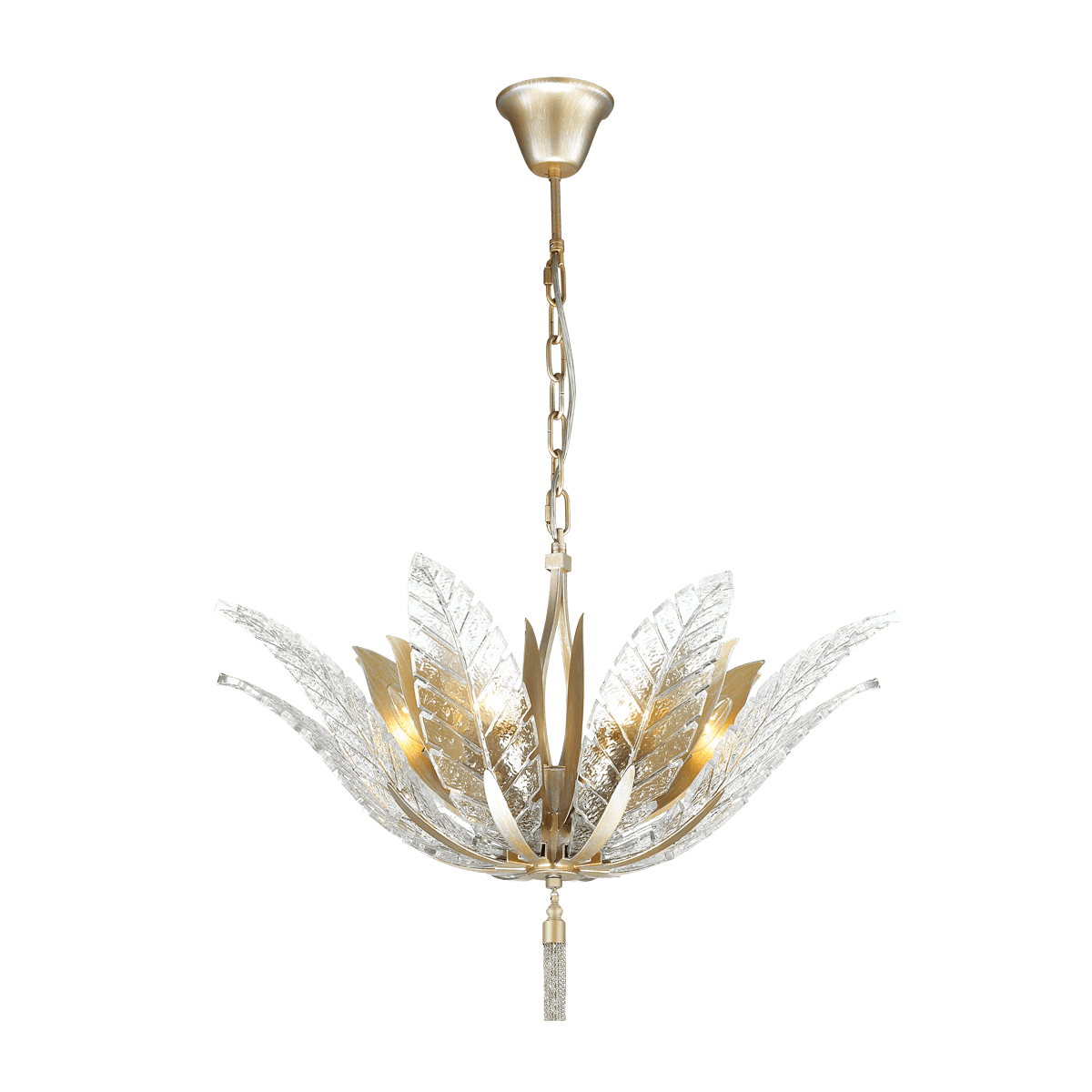 Odeon Light 4838/8 HALL ODL21 339 золотистый/стекло/металл.цепочки Люстра E14 8*40W FLOWERI — миниатюра 2