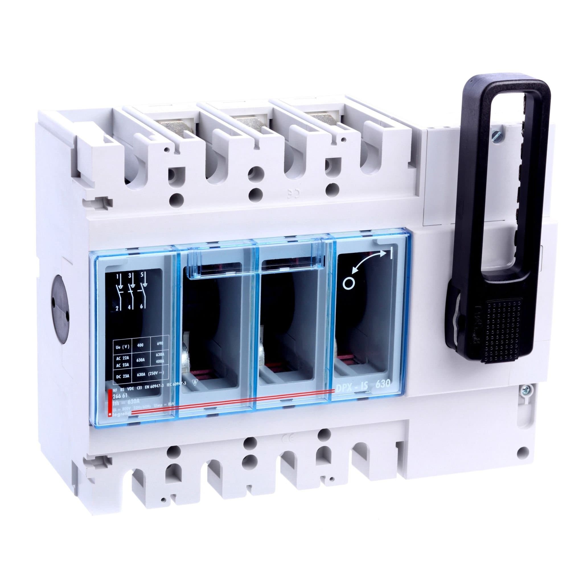 Legrand DPX-I 630 Выключатель-разъединитель 3Р 630А 36kA б/незав. расцепителя с передней рукояткой 026661 — миниатюра 2