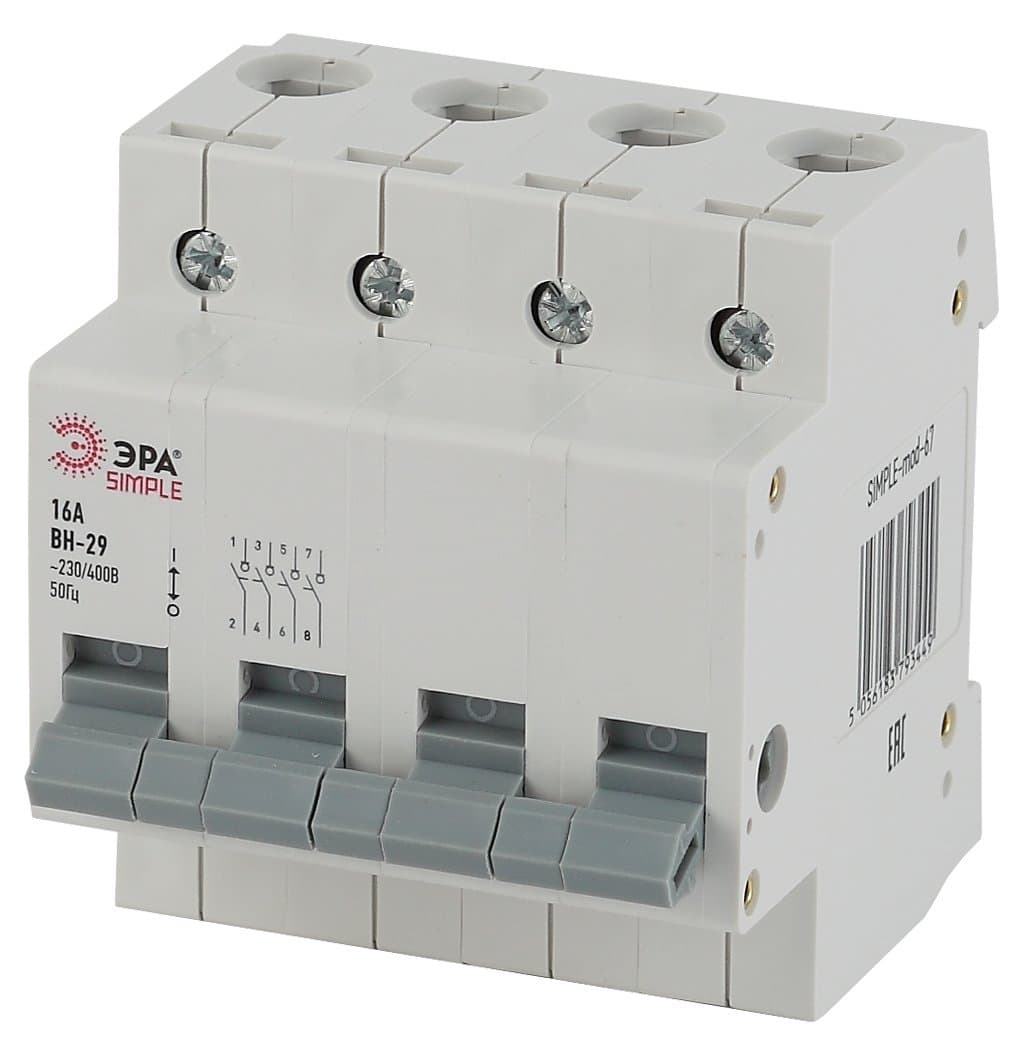 ЭРА SIMPLE-mod-67 SIMPLE Выключатель нагрузки 4P 16А ВН-29 Б0039257