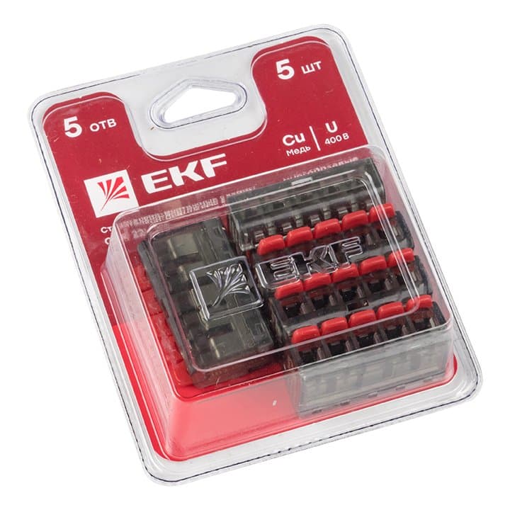 EKF PROxima Клемма СМК 221-415 5 отверстий 0.2-4.0 мм2 блистер (5шт.) — миниатюра 1