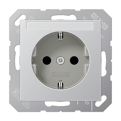 JUNG Розетка SCHUKO® 16A 250V с полем для надписи термопласт алюминий A1520BFNAAL