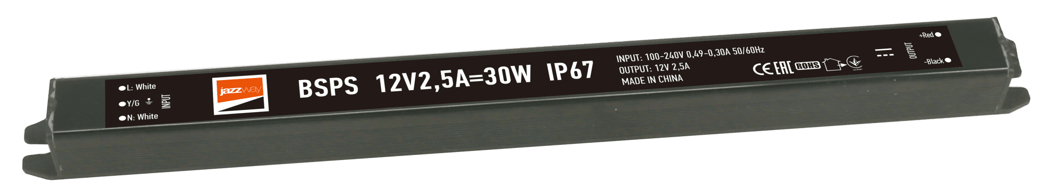 Jazzway Драйвер BSPS 12V2,5A=30W влагозащищенный IP67 .3329259A