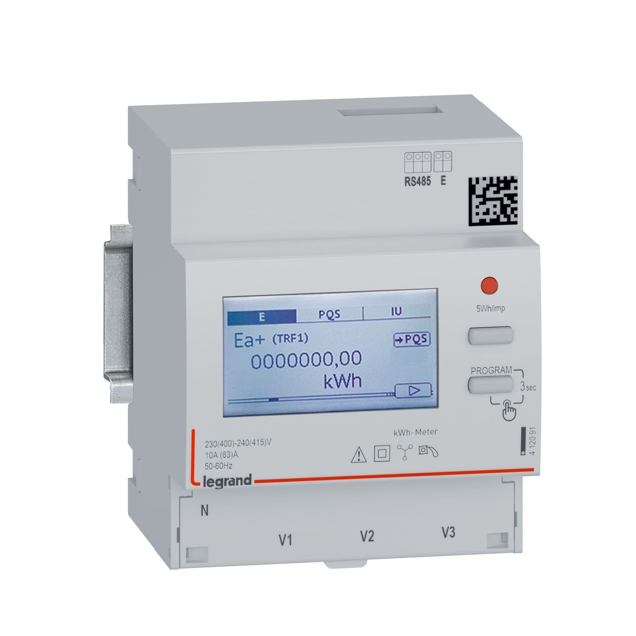 Legrand Трехфазный счётчик EMDX³ - 63 А - 4 модуля - выход RS 485 412091 — миниатюра 2