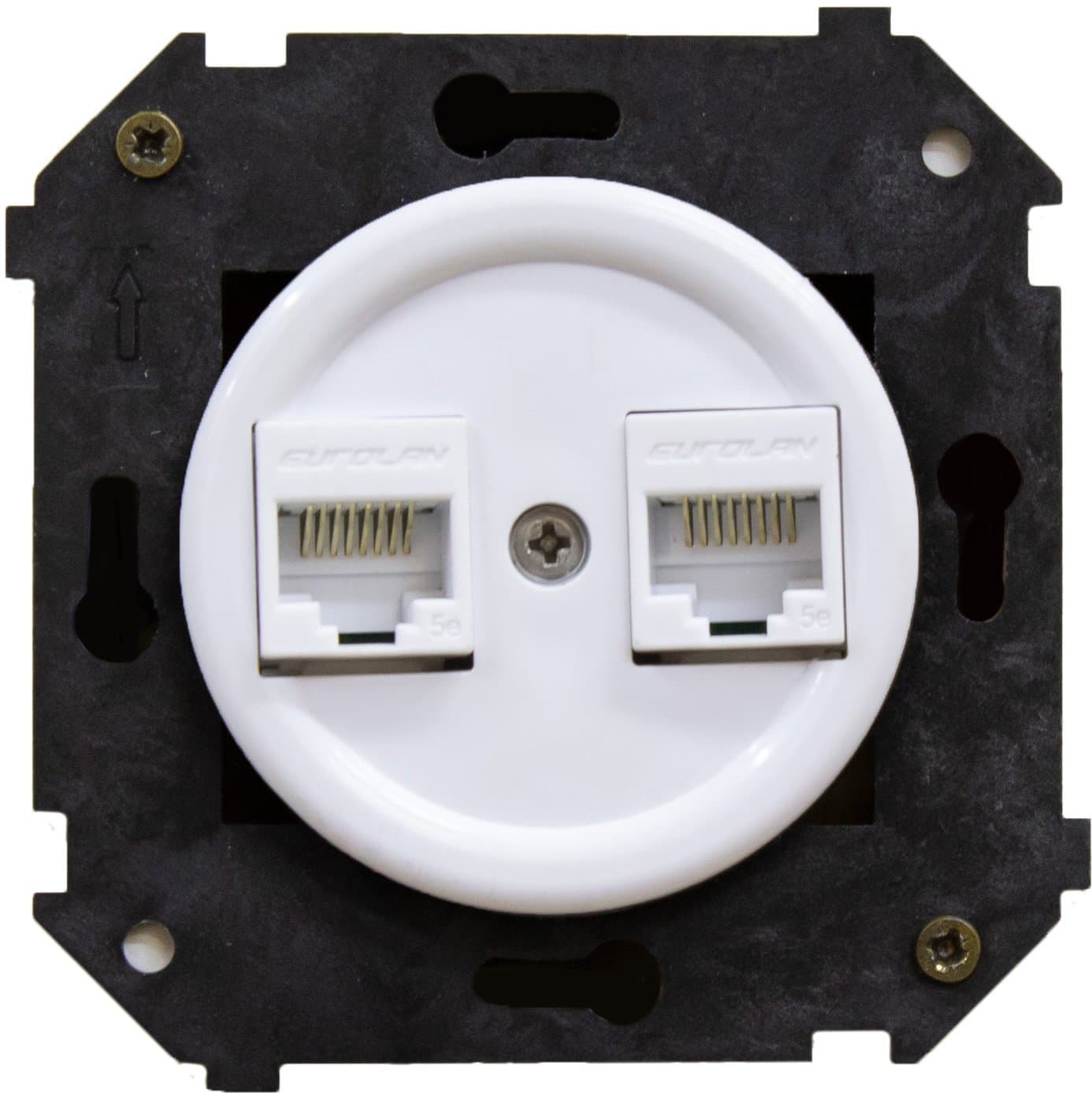 BIRONI Шедель Пластик Белый Розетка 2-ая RJ45 (скрытый монтаж) B3-302-21