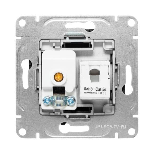 EKF Механизм розетки TV+RJ45 (cat5), чёрный Эпика — миниатюра 7