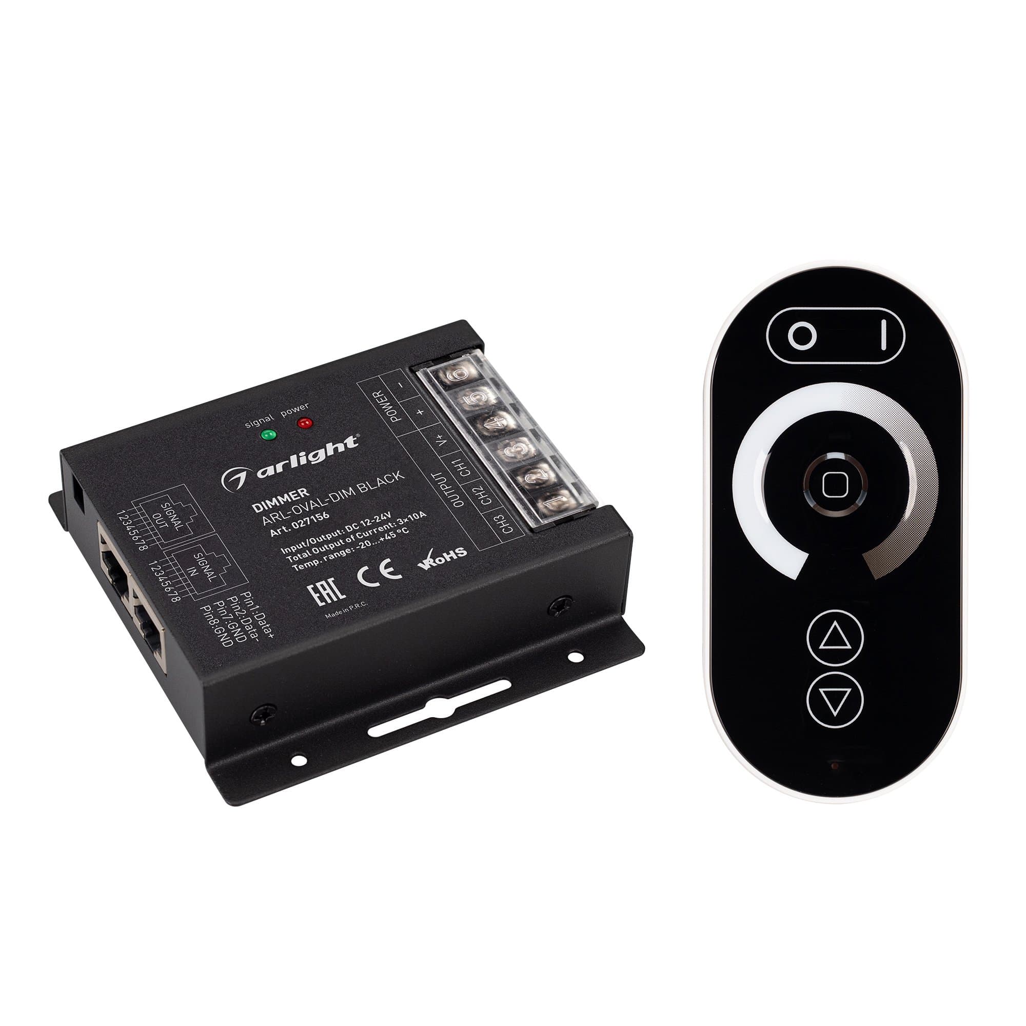 Arlight Диммер ARL-OVAL-DIM Black (12-24V, 3x10A, ПДУ Овал, RF, RJ45) (IP20 Металл, 3 года) 027156 — миниатюра 1
