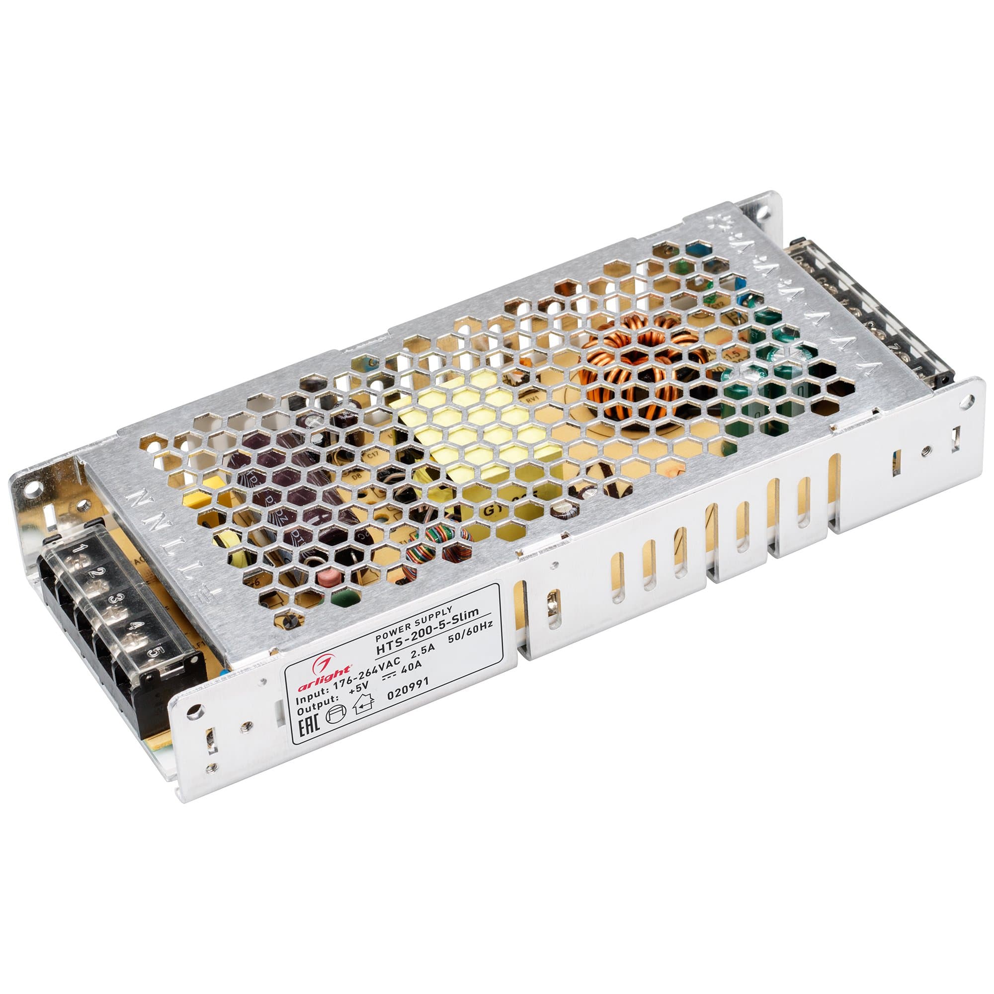 Arlight Блок питания HTS-200-5-Slim (5V, 40A, 200W) (IP20 Сетка, 3 года) 020991 — миниатюра 1