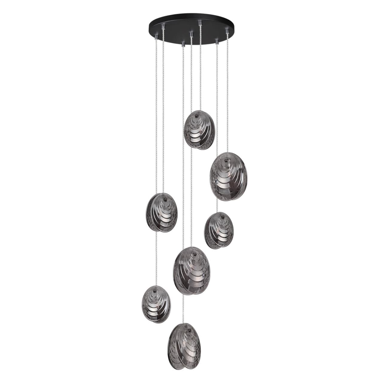 Odeon Light 5038/7 MODERN ODL24 295 черный/дымчатый/металл/стекло Люстра каскадная G9 7*40W MUSSELS