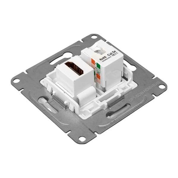 EKF Механизм розетки HDMI+RJ45 (cat5), белый Эпика — миниатюра 10