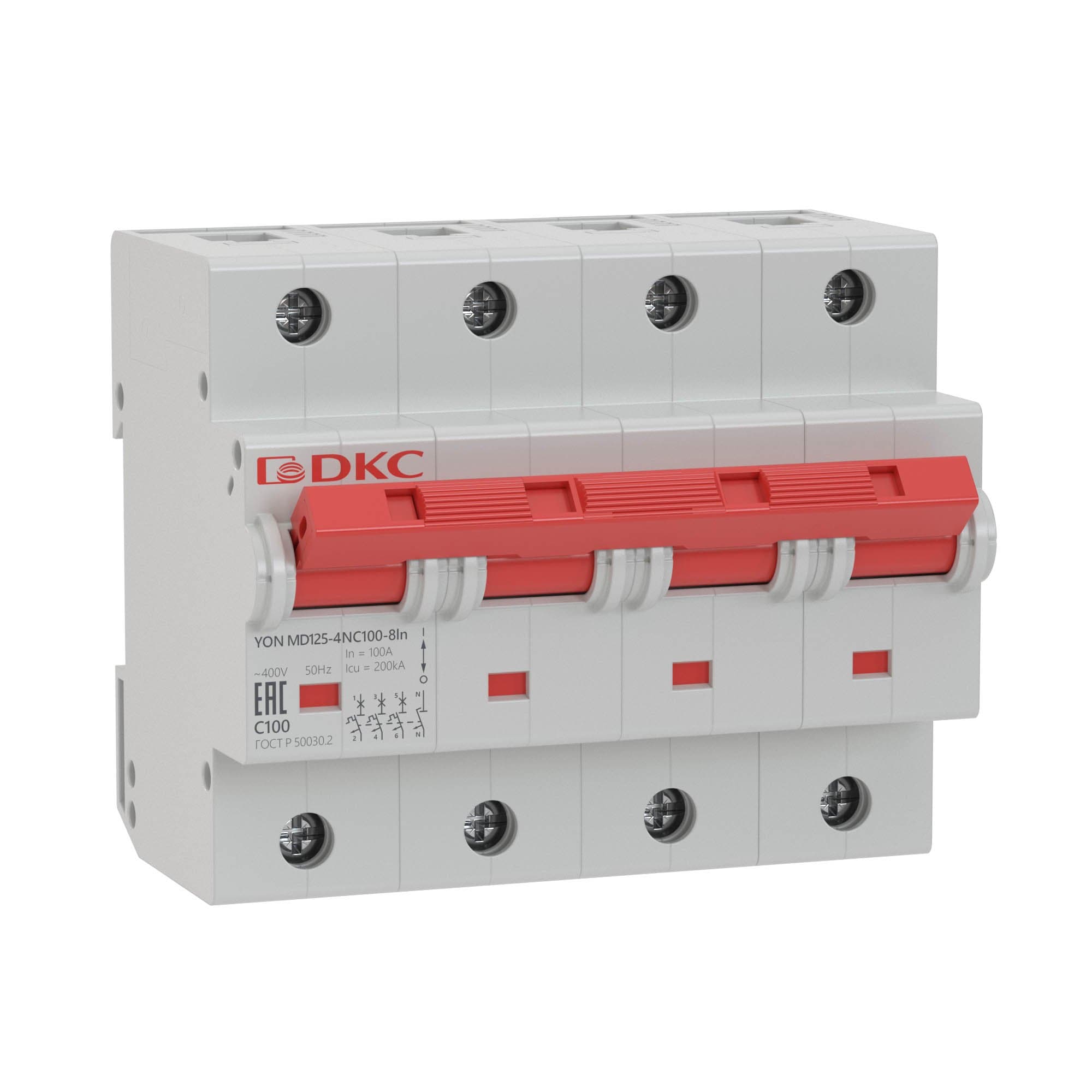 DKC YON pro Автоматический выключатель модульный MD125 3P+N 80А D 20kA MD125-4ND80