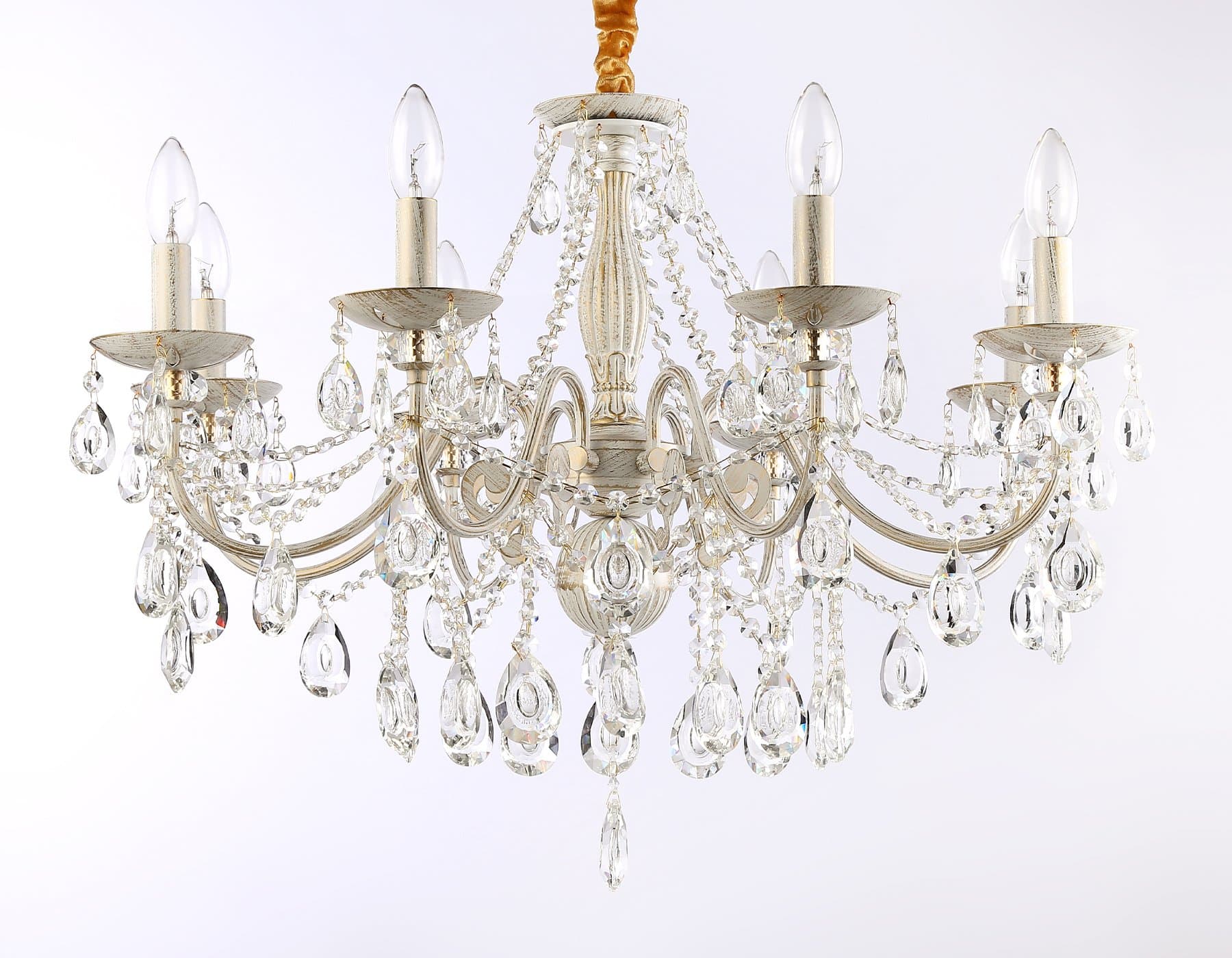 Ambrella Подвесная люстра с хрусталем TR4945/8 WH/GD/CL белый/золото/прозрачный E14/8 max 40W D715*555 — миниатюра 5