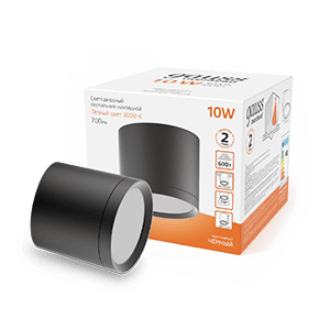 Gauss Светильник Overhead накл цил 10W 700lm 3000K 170-240V IP20 88*75мм черный с расс LED HD016